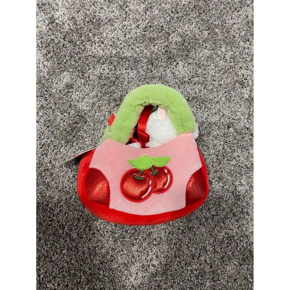 Aurora Fancy Pals White Kitty Plush in Red Cherry Pet Carrier Toy Set NWT